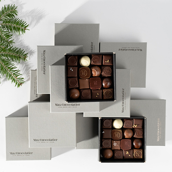 Max Chocolatier Schachtel mit 16 assortierten Winterpralinen